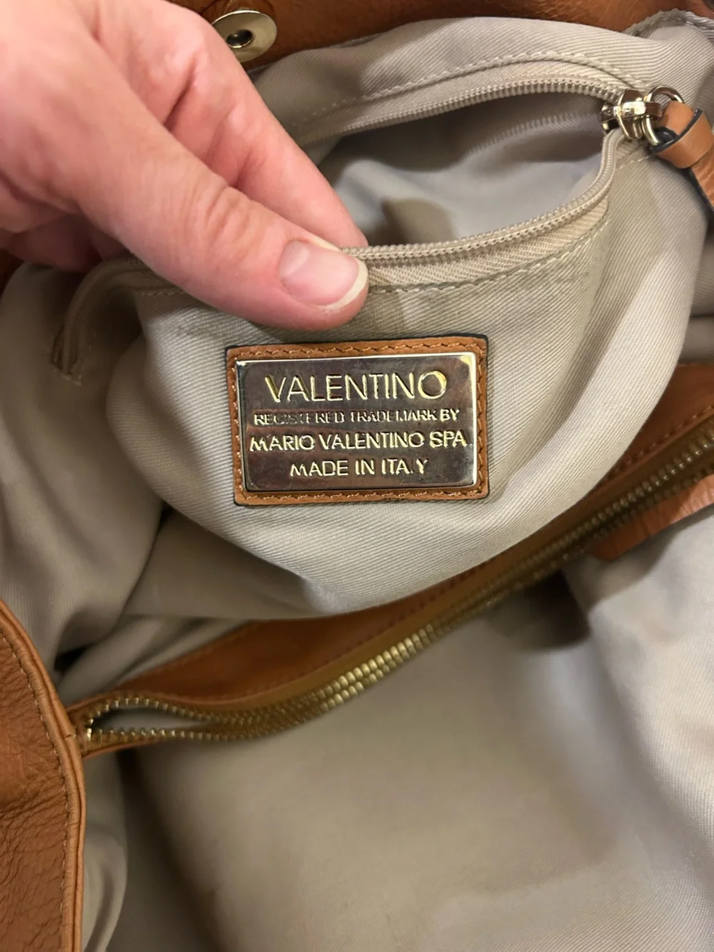 Valentino by Mario Valentino Luisa Italian Tan Brown Shoulder Bag